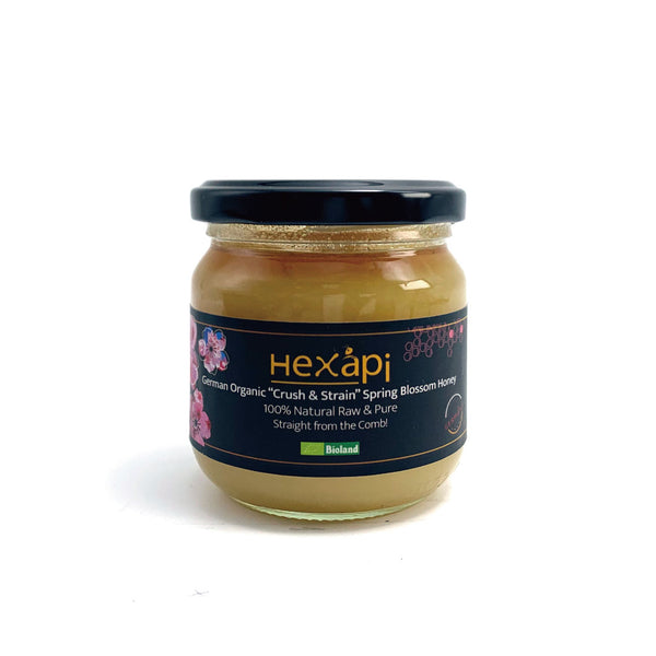 250g Crush & Strain Spring Blossom Honey (100% Pure, Raw & Organic) fresh from Hexapi Honey in Germany | 新鮮來自德國的250克稀雅蜜壓碎顆粒有機春蕾蜂蜜（100%統天然和有機）| 新鲜来自德国的250克稀雅蜜压碎颗粒有机春蕾蜂蜜（100%统天然和有机)