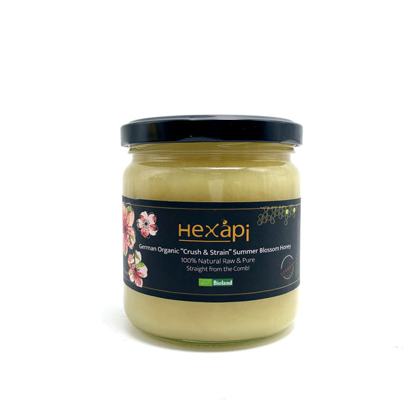 500g Crush & Strain Summer Blossom Honey (100% Pure, Raw & Organic) fresh from Hexapi Honey in Germany | 新鮮來自德國的500克稀雅蜜壓碎顆粒夏蕾蜂蜜（100%統天然和有機）| 新鲜来自德国的500克稀雅蜜压碎颗粒夏蕾蜂蜜（100%统天然和有机)