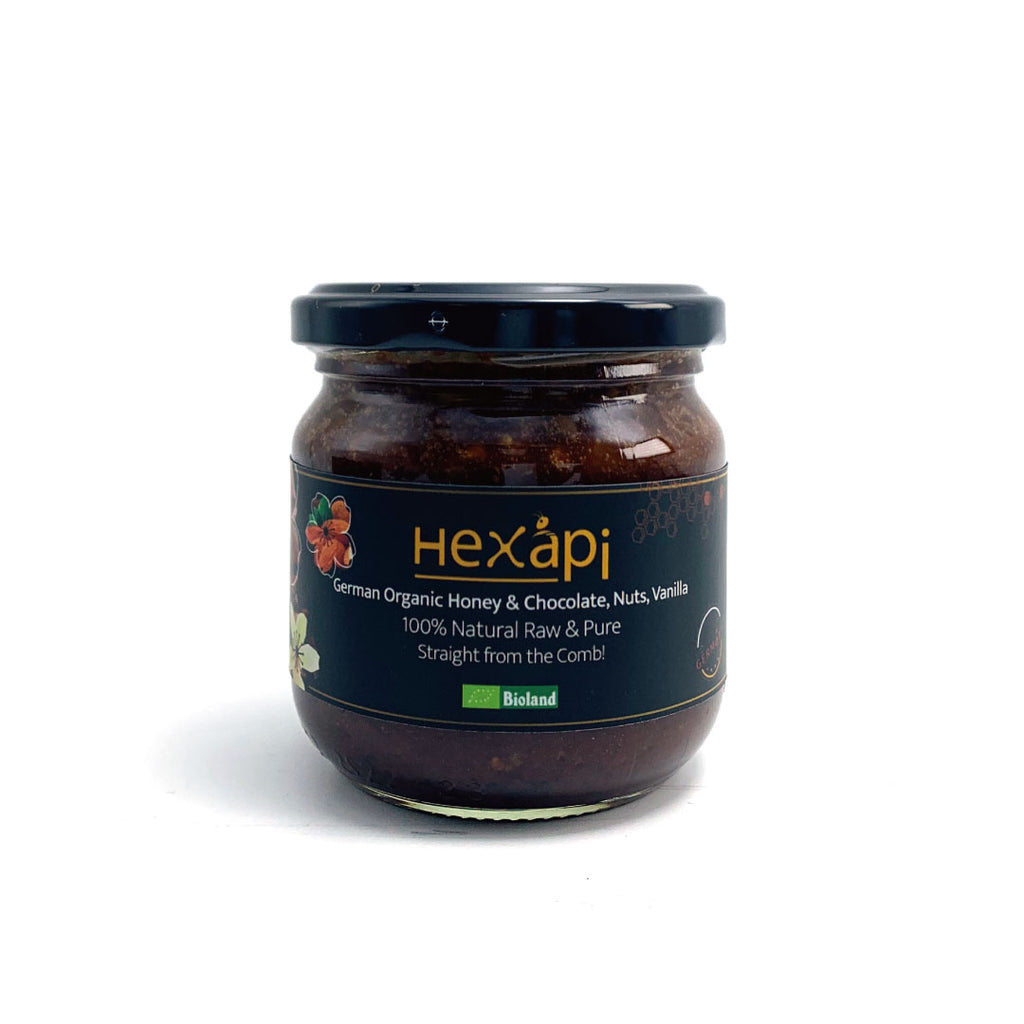 250g Honey with Chocolate, Nuts & Vanilla (100% Pure, Raw & Organic) fresh from Hexapi Honey in Germany | 新鮮來自德國的250克稀雅蜜朱古力、果仁、雲呢拿蜂蜜（100%統天然和有機）| 新鲜来自德国的250克稀雅蜜洋槐花蜂蜜 (100%统天然和有机)