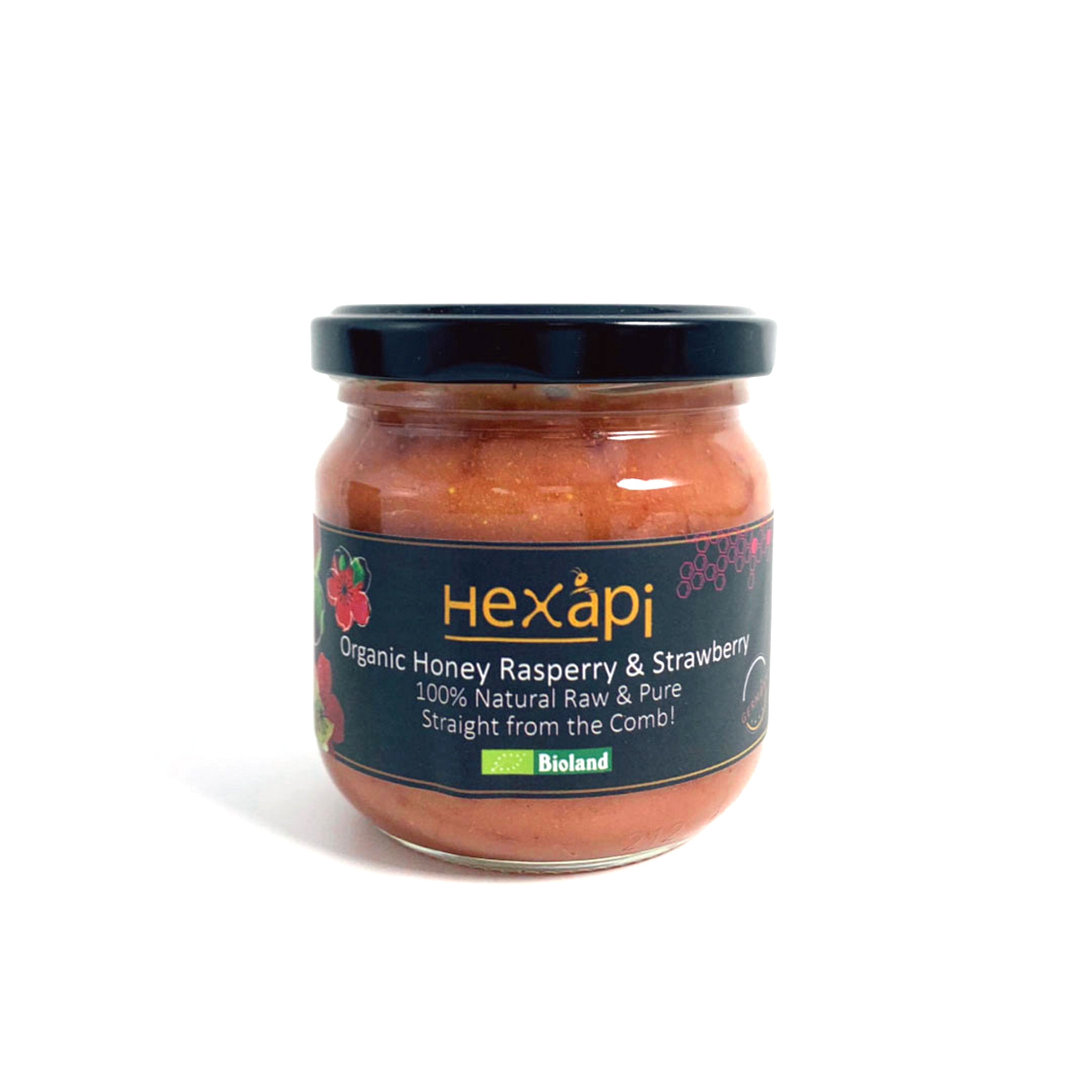 250g Honey with Raspberry & Strawberry y (100% Pure, Raw & Organic) fresh from Hexapi Honey in Germany | 新鮮來自德國的250克稀雅蜜覆盆子草莓蜂蜜（100%統天然和有機）| 新鲜来自德国的250克稀雅蜜覆盆子草莓蜂蜜 (100%统天然和有机)